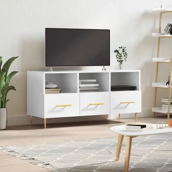 Szafka pod TV, biała, wysoki połysk, 102x36x50 cm Lumarko! - Hurtownia wielobranżowa Lumarko Okazja